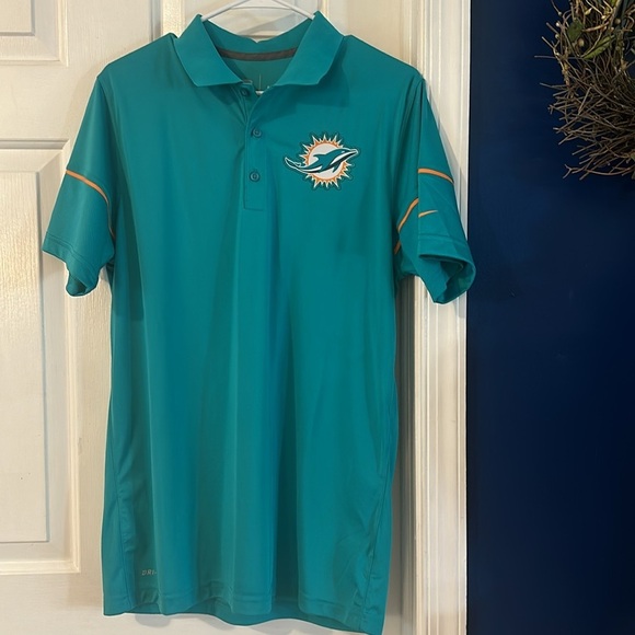 Men’s Nike Dri-Fit Miami Dolphins 100% Polyester Short Sleeve Polo Size Medium - Picture 2 of 9